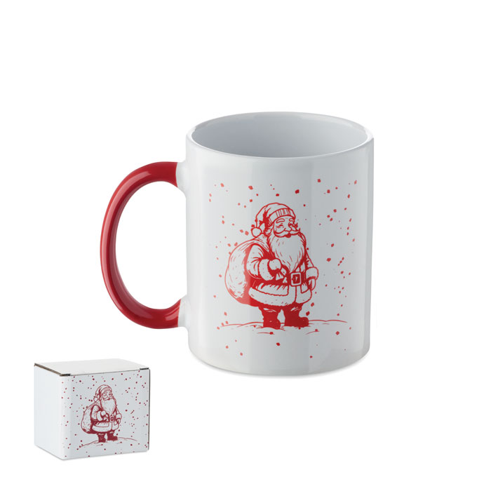 FESTIMUG Biela/červená – vianočný keramický hrnček 300 ml s potlačou | Predmety.sk