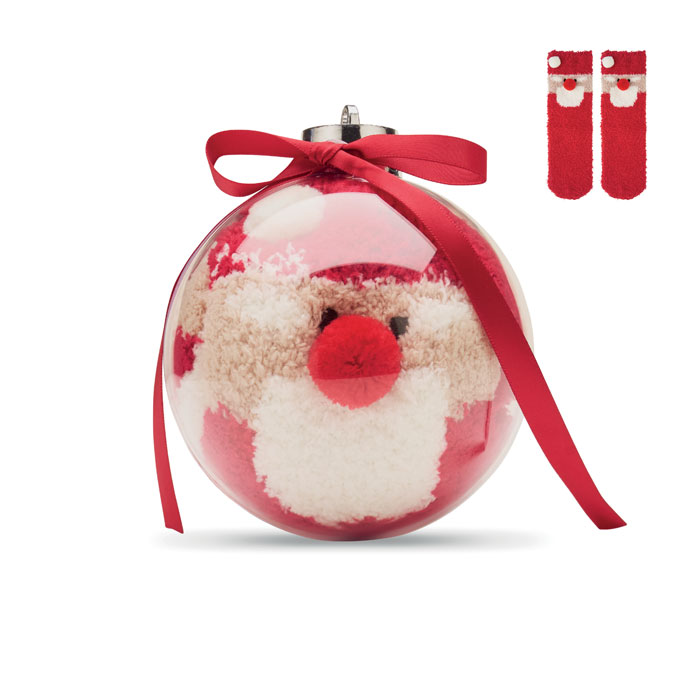 SNUG M Červená – santa ponožky ve vánoční kouli s potlačou | Predmety.sk