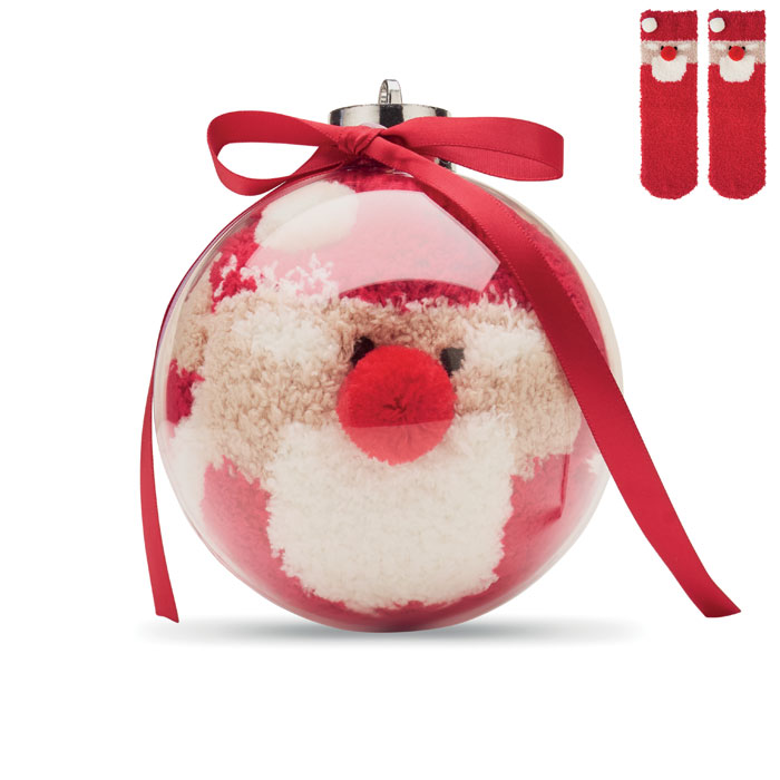 SNUG L Červená – santa ponožky ve vánoční kouli s potlačou | Predmety.sk