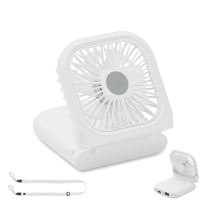 STANDFAN Biela – skladací ventilátor s potlačou | Predmety.sk