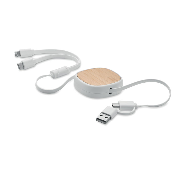 TOGOBAM Biela – výsuvný nabíjací kábel USB s potlačou | Predmety.sk