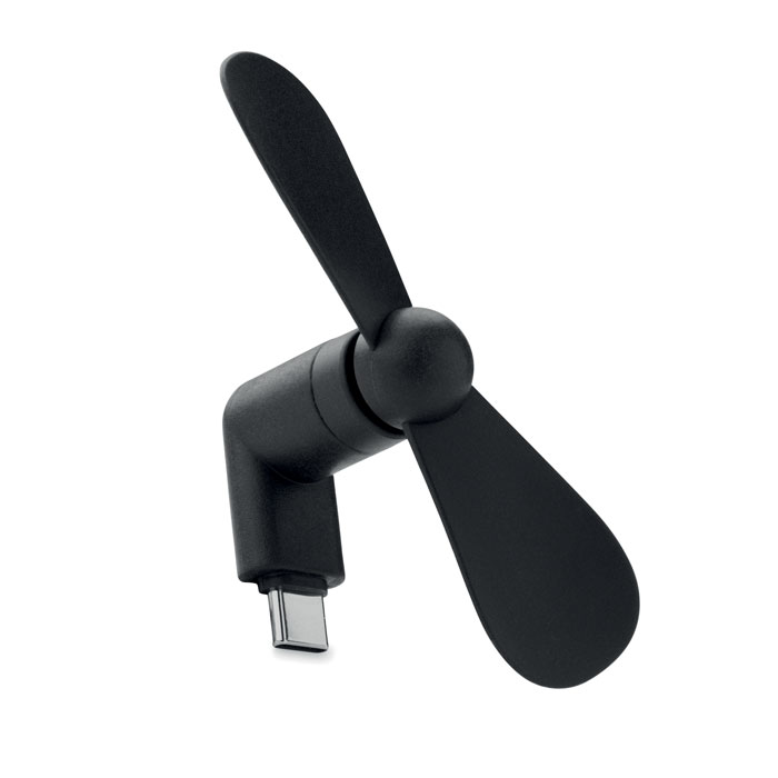 PHAN Čierna – prenosný ventilátor USB-C s potlačou | Predmety.sk