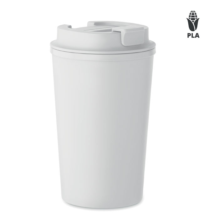 BEIBAKU Biela – dvojstenný pohár PLA 350 ml s potlačou | Predmety.sk