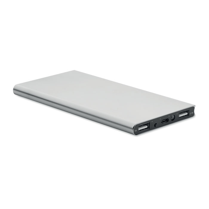 POWERFLAT8C Matná strieborná – powerbank 8000 mAh s potlačou | Predmety.sk