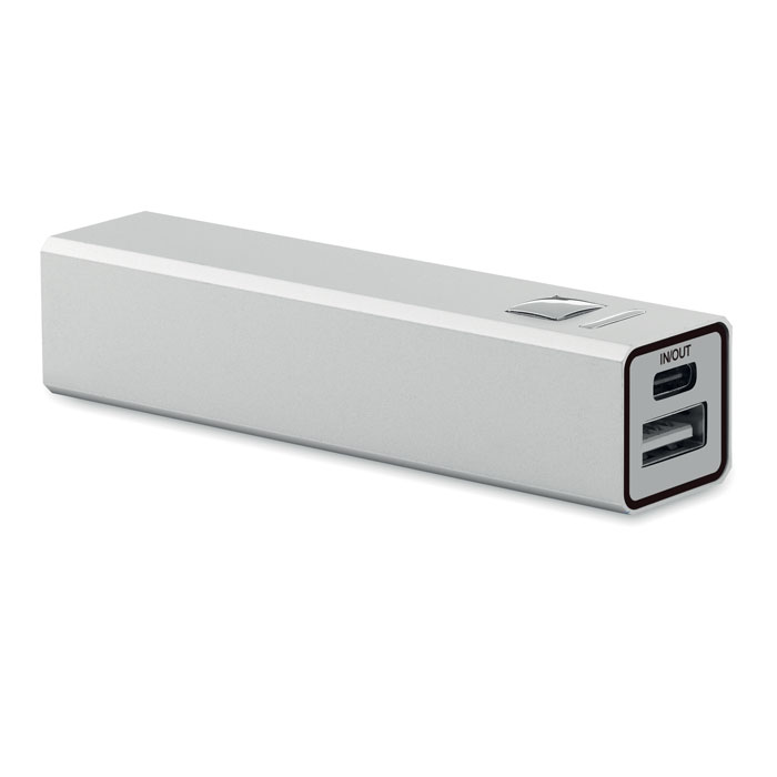 POWERALUC Matná strieborná – power banka 2600 mAh s potlačou | Predmety.sk