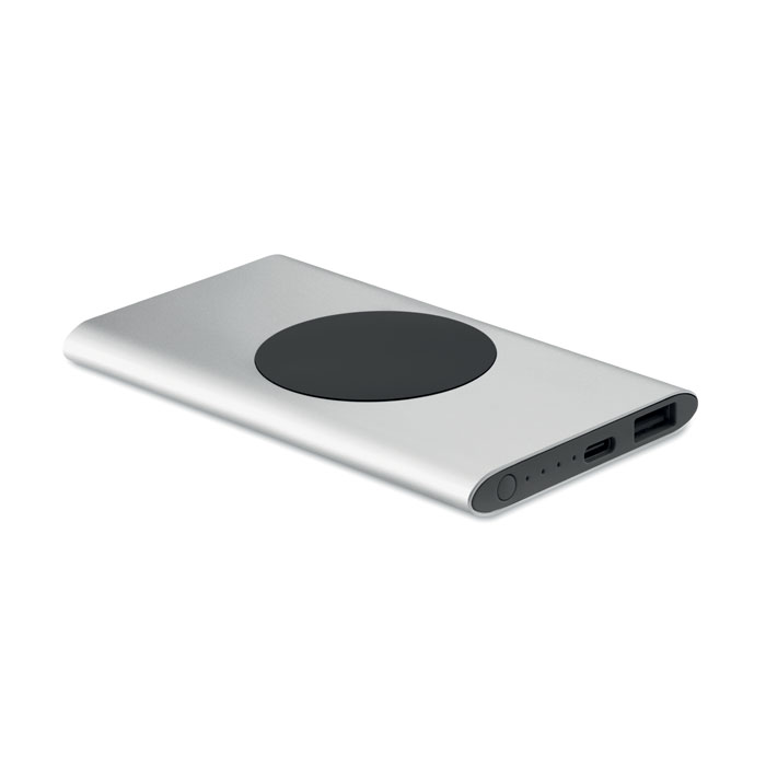 POWERPLUS Matná strieborná – powerbank 5000mAh 15W s potlačou | Predmety.sk