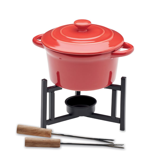 VEĽKÝ PRÍPAD Červená – keramická sada na fondue s potlačou | Predmety.sk