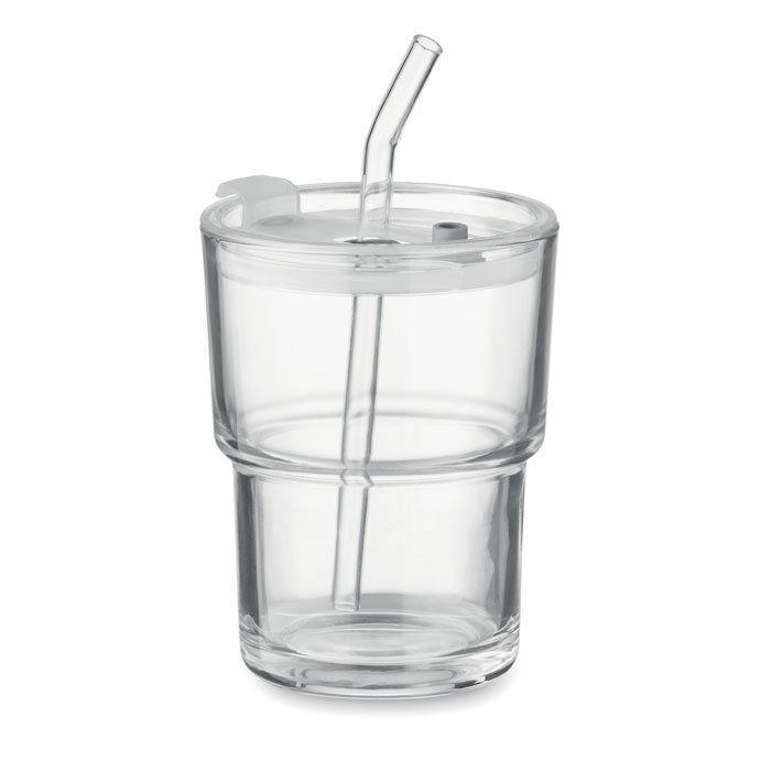 SIP Transparentné – sklenený pohár so slamkou 400 ml s potlačou | Predmety.sk