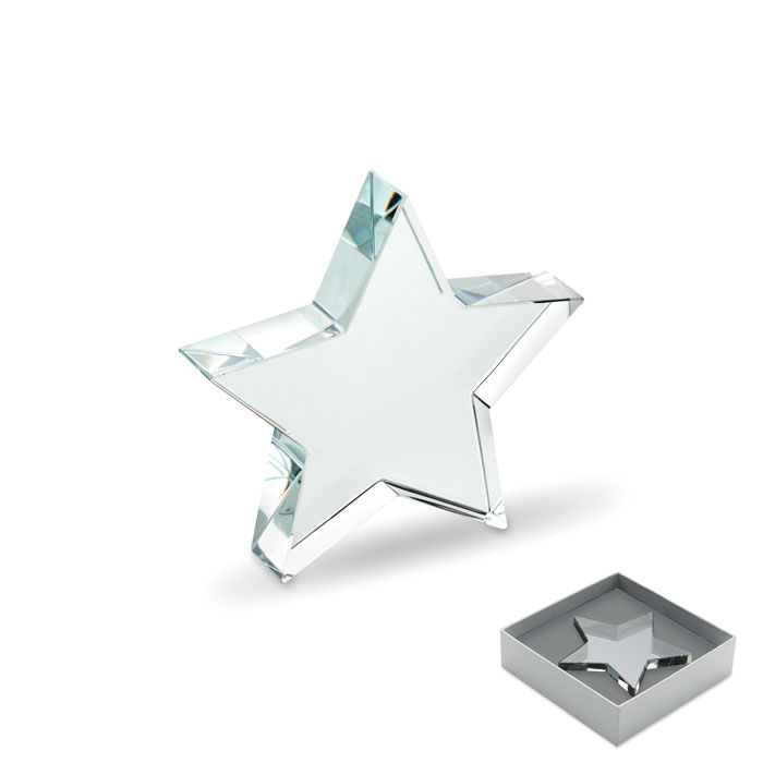 STARWARD Transparentné – sklenená cena v tvare hviezdy s potlačou | Predmety.sk