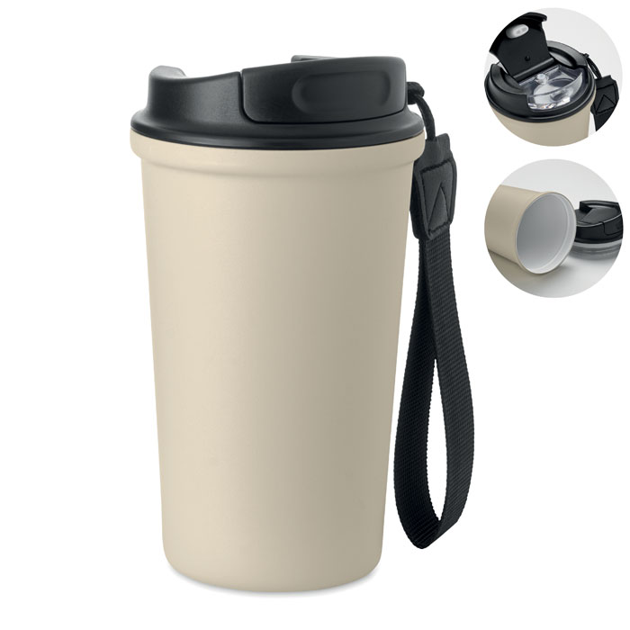 NAKANO Béžová – termohrnek recyklovaný, 400 ml s potlačou | Predmety.sk