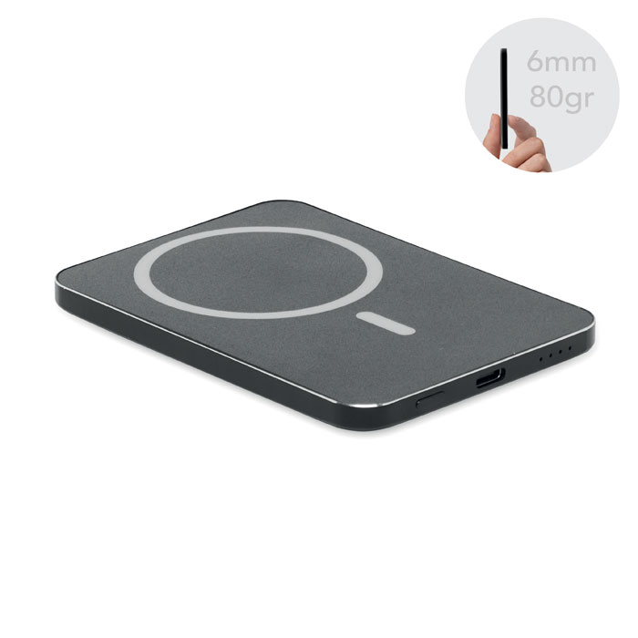 SLIMVOLT Černá – tenká magnet. powerbanka 20W s potlačou | Predmety.sk