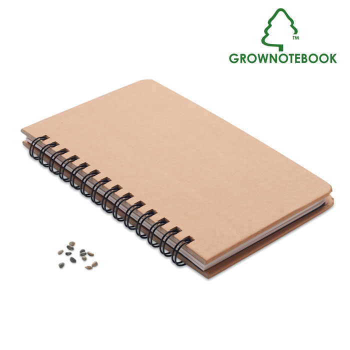 GROWNOTEBOOK™ Béžová – zápisník z borovice s potlačou | Predmety.sk