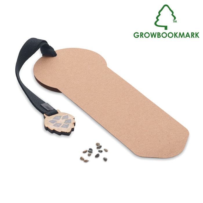 GROWBOOKMARK™ Béžová – záložka do knihy z borovice s potlačou | Predmety.sk