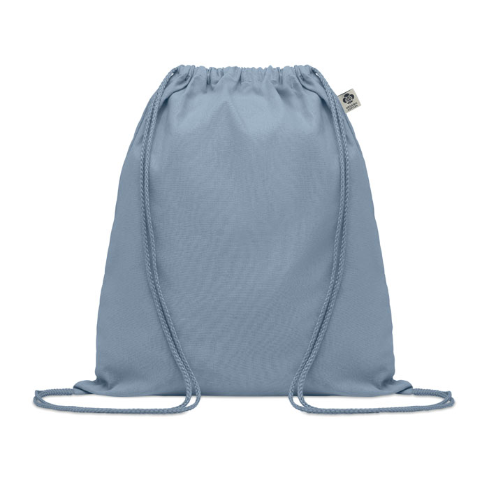 YUKI FARBA Baby Blue – batoh zo šnúrky z organickej bavlny s potlačou | Predmety.sk