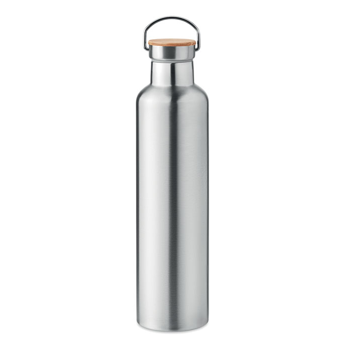 HELSINKI LARGE Matná strieborná – dvojstenná fľaša 750 ml s potlačou | Predmety.sk