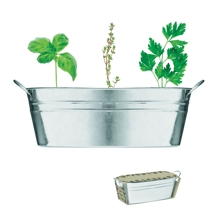 MIX SEEDS Matná strieborná – vanička so semenami byliniek s potlačou | Predmety.sk