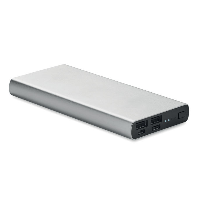 POWERFLAT 10C Matná strieborná – powerbank 10000 mAh s potlačou | Predmety.sk