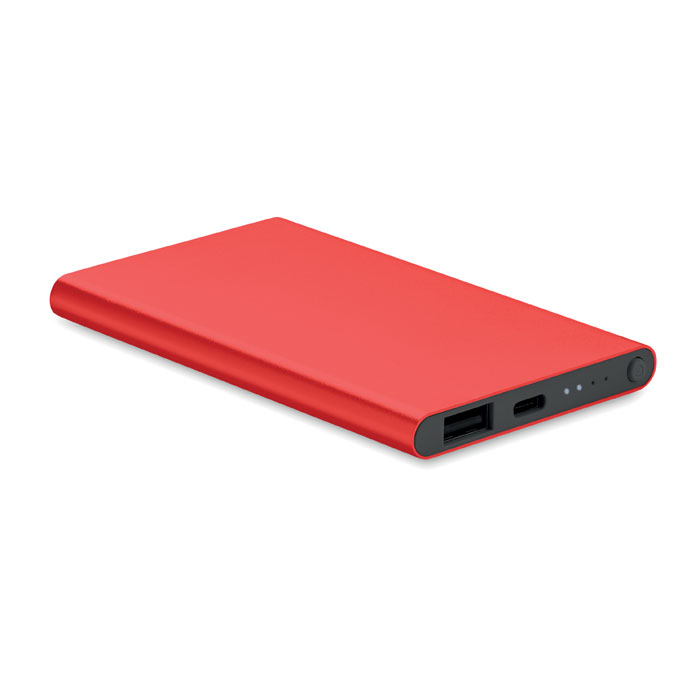 POWERFLAT C Červená – powerbank typu C 4000 mAh s potlačou | Predmety.sk