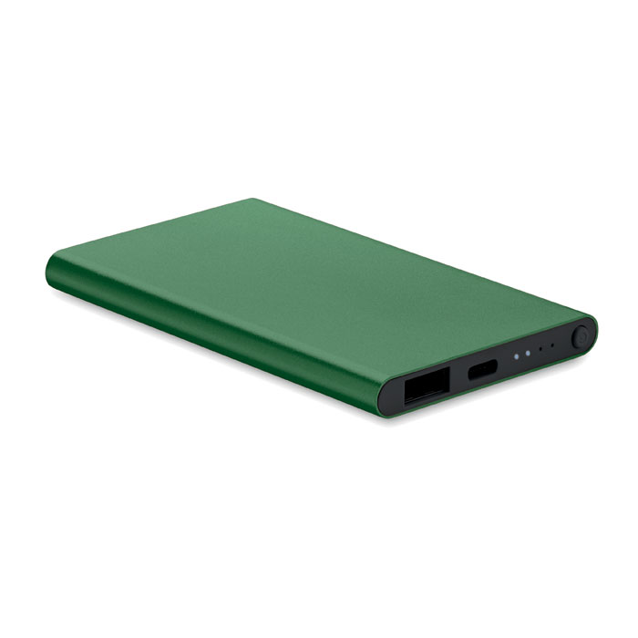 POWERFLAT C Tmavo zelená – powerbank typu C 4000 mAh s potlačou | Predmety.sk