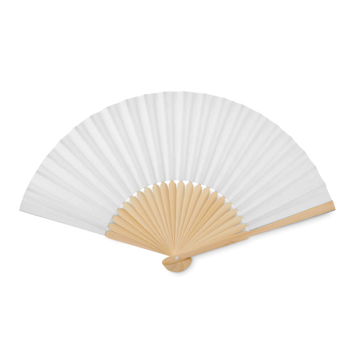 FANNY PAPER Biela – ventilátor z bambusu s potlačou | Predmety.sk