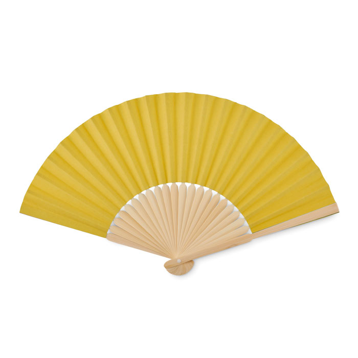 FANNY PAPER Žltá – ventilátor z bambusu s potlačou | Predmety.sk