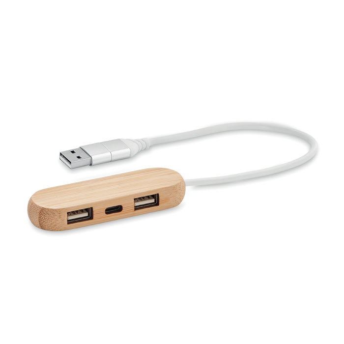 VINA C Farba dreva – trojportový rozbočovač USB s potlačou | Predmety.sk