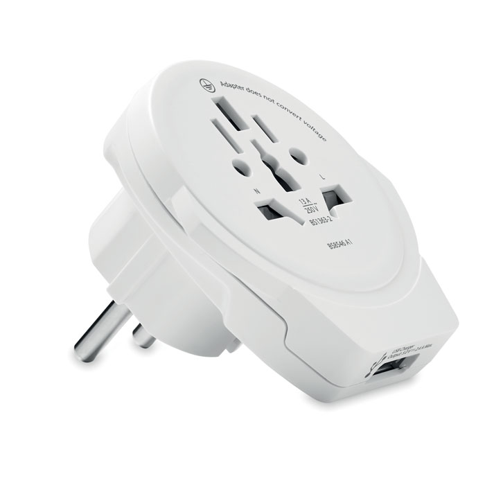 ZO SVETA DO EURÓPY Biela – skross "World to Europe USB" s potlačou | Predmety.sk