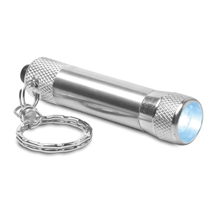 ARIZO Silver – hliníková baterka s príveskom s potlačou | Predmety.sk