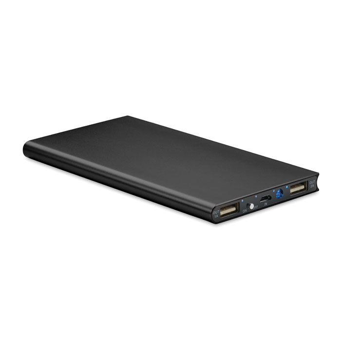 POWERFLAT8 Čierna – power banka 8000 mAh s potlačou | Predmety.sk