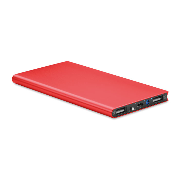 POWERFLAT8 Červená – power banka 8000 mAh s potlačou | Predmety.sk