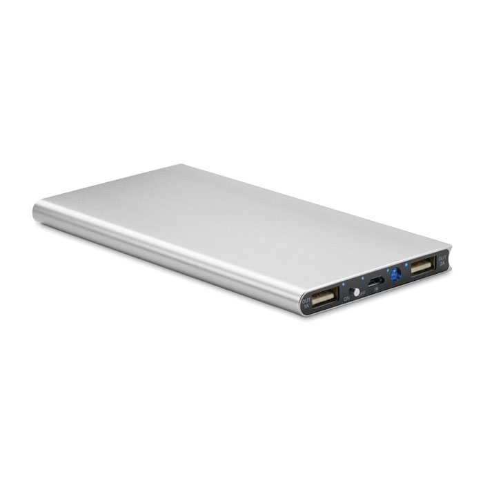 POWERFLAT8 Matná strieborná – power banka 8000 mAh s potlačou | Predmety.sk