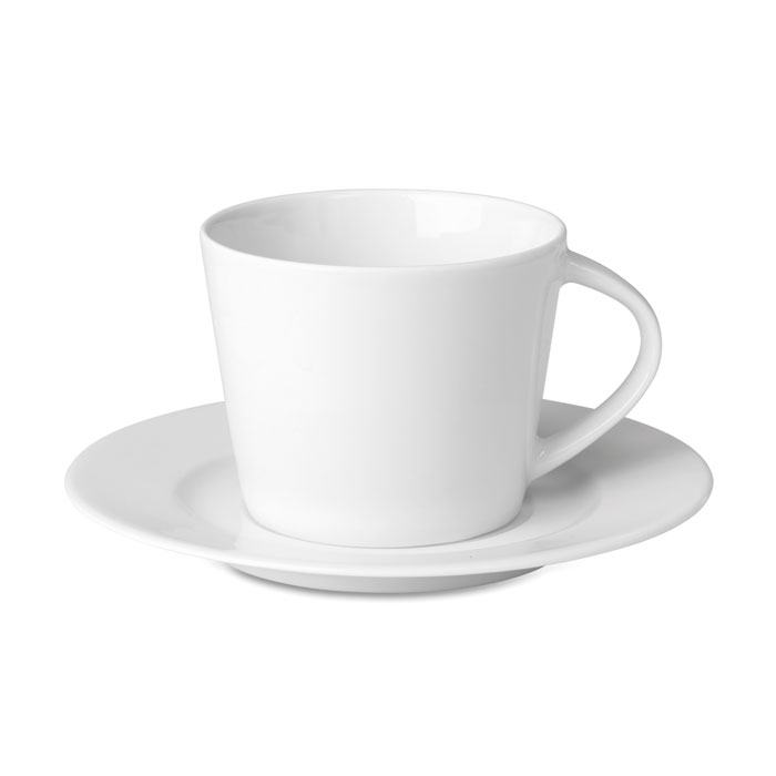 PARÍŽ Biela – šálka na cappuccino s podšálkou s potlačou | Predmety.sk