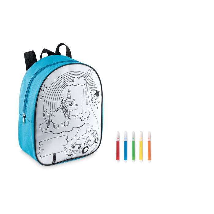 BACKSKETCHY Tyrkysová – batoh s fixkami s potlačou | Predmety.sk
