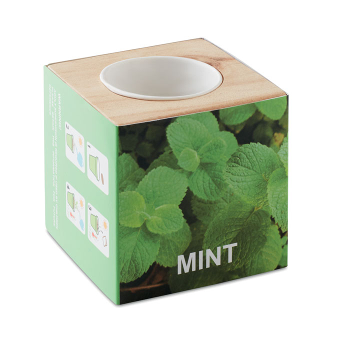 MENTA Farba dreva – drevená truhlica na bylinky s potlačou | Predmety.sk
