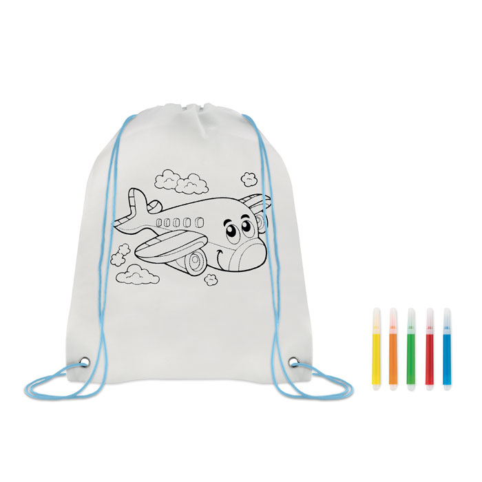 CARRYDRAW Baby Blue – šnúrkový batoh s farbičkami s potlačou | Predmety.sk
