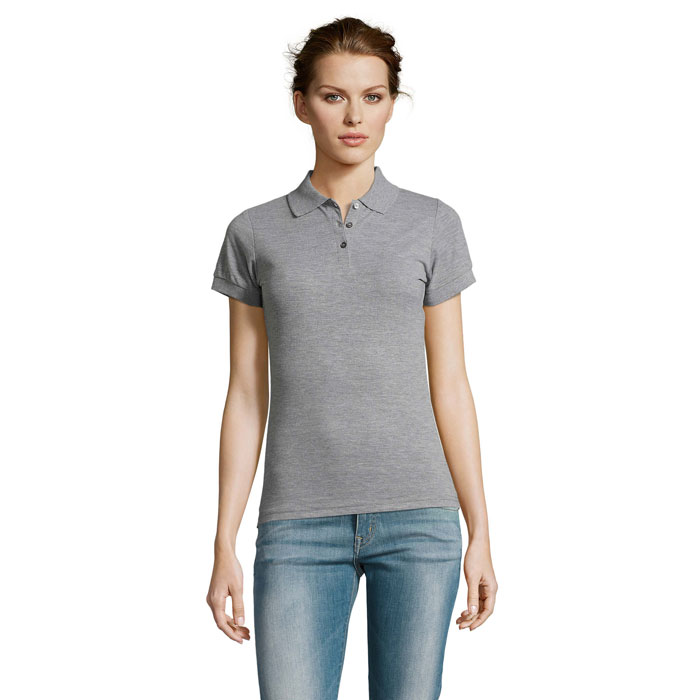 PRIME WOMEN Grey Melange 2 – pRIME WOMEN POLO 200gr s potlačou | Predmety.sk