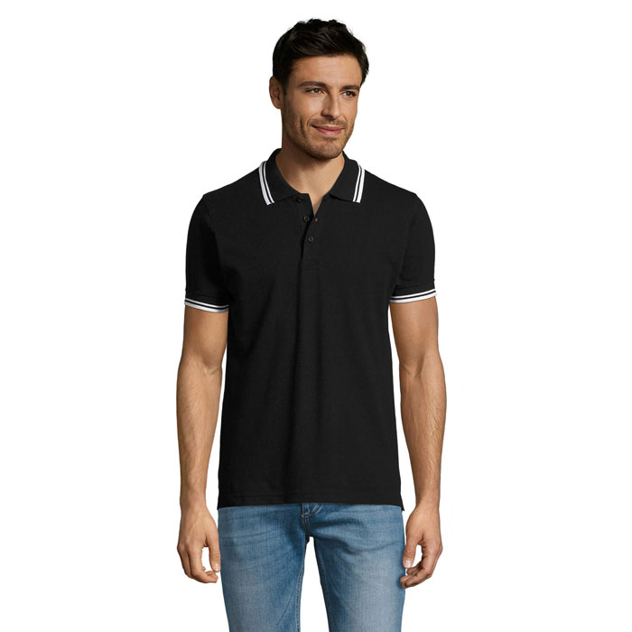 PASADENA MEN Čierna/biela – pASADENA MEN'S POLO 200 s potlačou | Predmety.sk