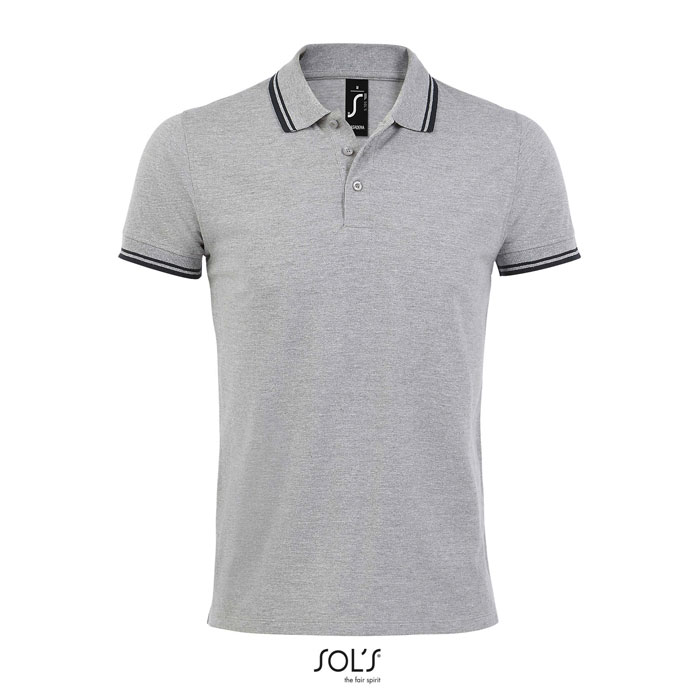 PASADENA MEN Grey Melange/ Francúzska námorná pečať – pASADENA MEN'S POLO 200 s potlačou | Predmety.sk