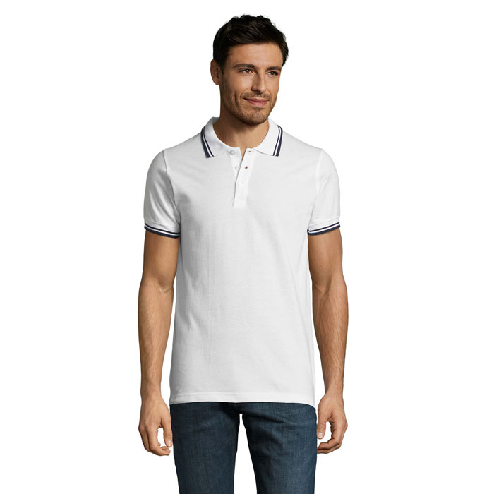 PASADENA MEN Biela/navy Blue – pASADENA MEN'S POLO 200 s potlačou | Predmety.sk