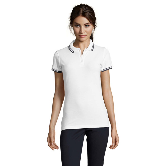 PASADENA ŽENY Biela/navy Blue – pASADENA dámske polo 200g s potlačou | Predmety.sk