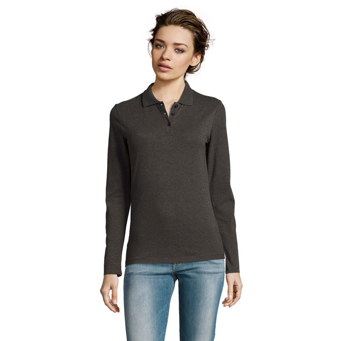 DOKONALÉ ŽENY LSL Charcoal Melange – pERFECT LSL WOMEN POLO 180 s potlačou | Predmety.sk