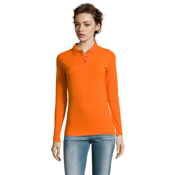 DOKONALÉ ŽENY LSL Oranžová – pERFECT LSL WOMEN POLO 180 s potlačou | Predmety.sk