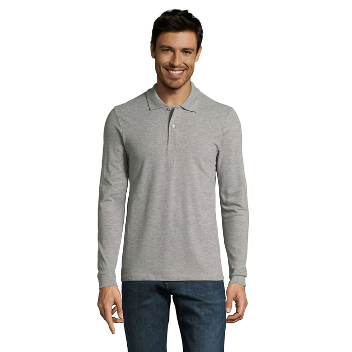 DOKONALÍ MUŽI LSL Grey Melange 2 – pERFECT LSL MEN POLO 180 s potlačou | Predmety.sk