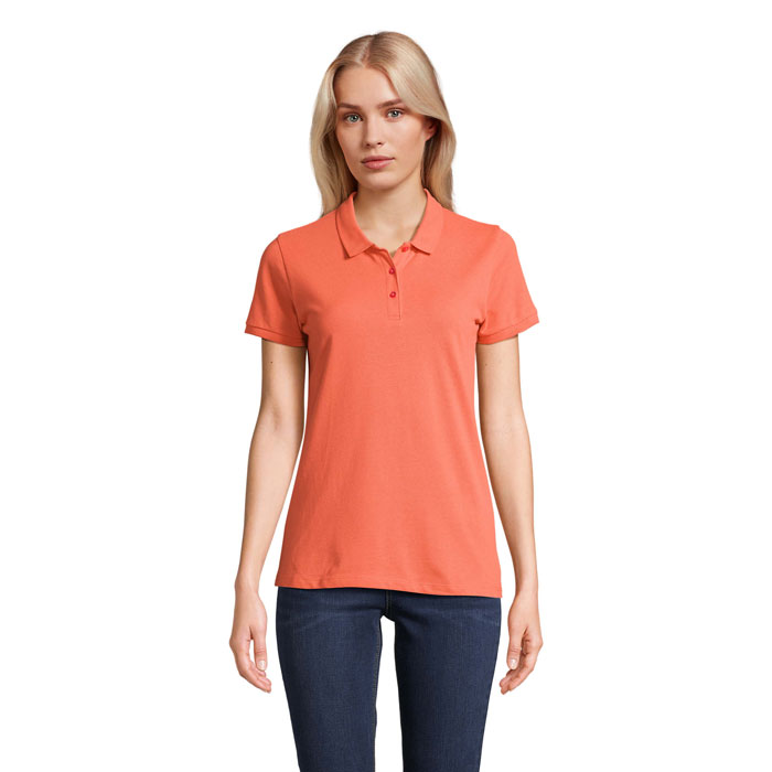 PLANÉTA ŽIEN Pop Orange – pLANET WOMEN Polo 170g s potlačou | Predmety.sk