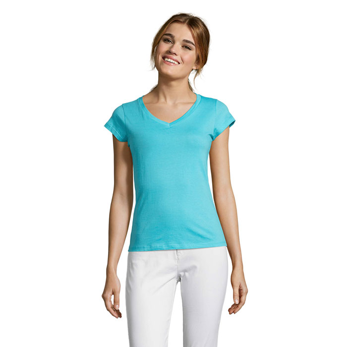 MOON Modrý atol – mOON LADIES SHIRT 150g s potlačou | Predmety.sk
